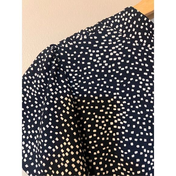 Adrianna Papell Women's M Flutter Sleeve Dot Printed Midi Dress Black White Twee - Picture 10 of 12